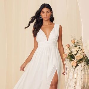 Lulus Heavenly Hues White Maxi Dress